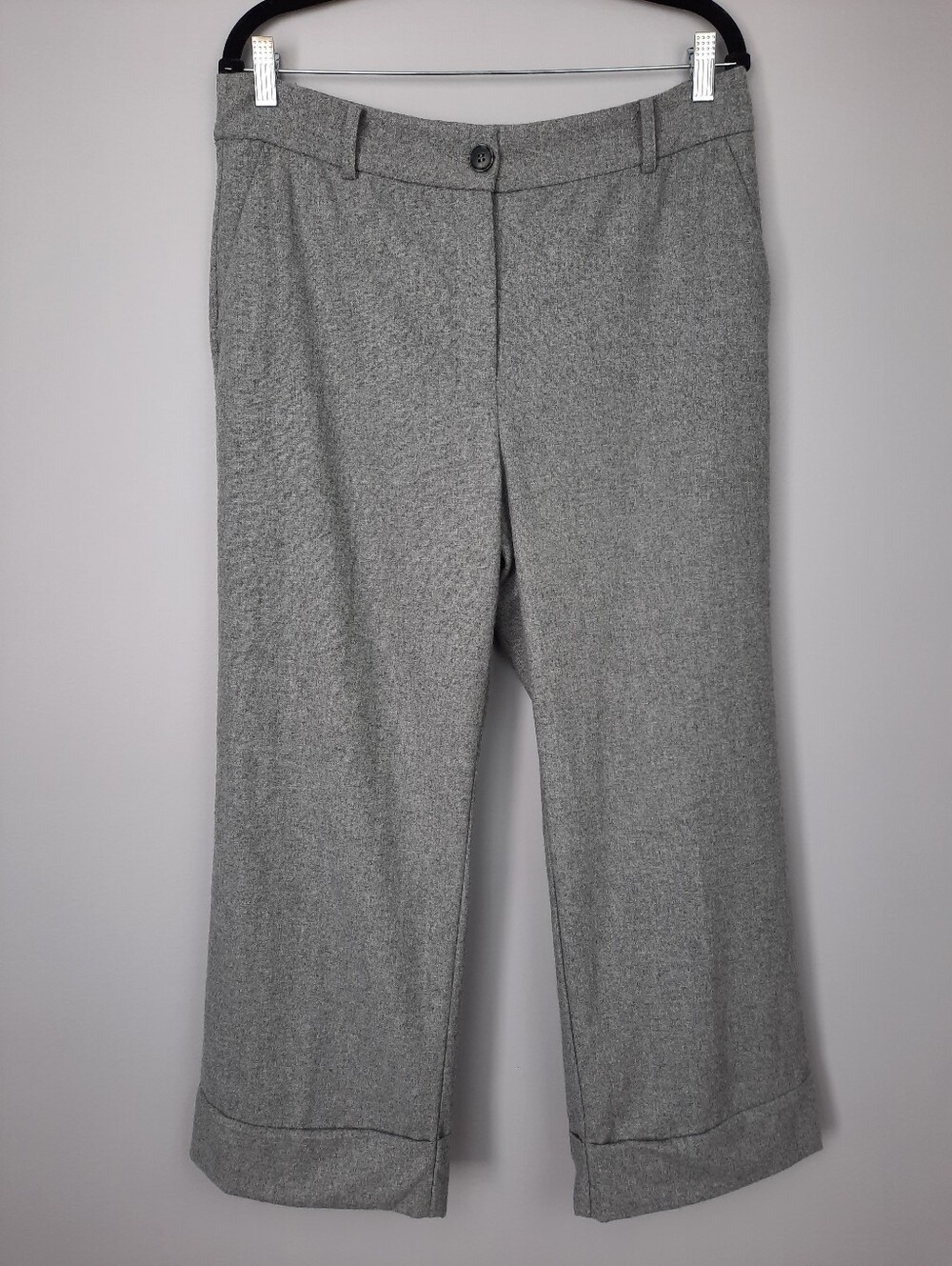 Loft Gray Wool Blend High Rise Wide Leg Ankle Pants size 10